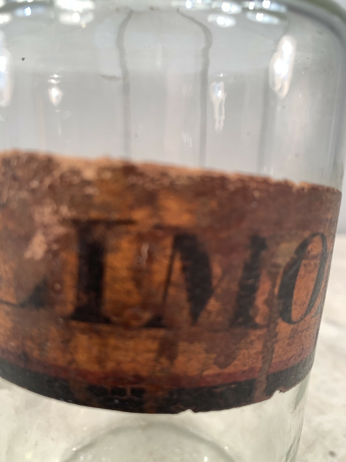 Antique scientific pharmacists jar with original label but no stopper
