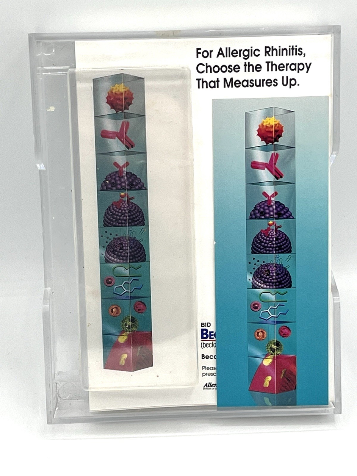 Pharmacy Advertising Note Pad & Acrylic Tray-MISSING PEN-Discontinued BECONASE