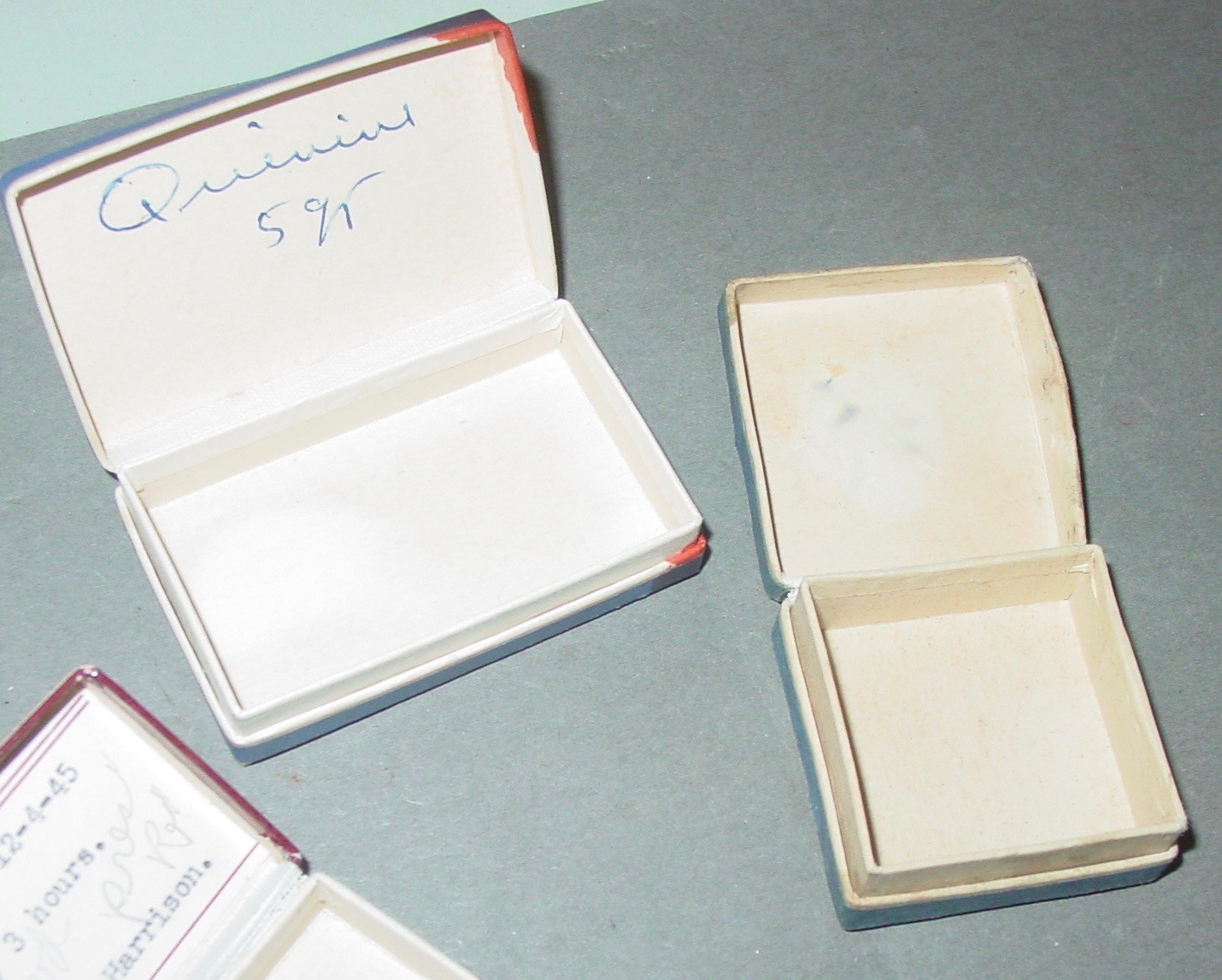 3 Vintage Cardboard Paper PHARMACY Prescription Drug Hinged Pill Box Mix Lot USA