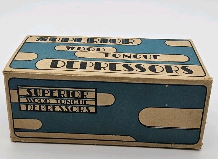 Vintage Superior Wood Tongue Depressors Box 100 Count Sanitary Medical Made…