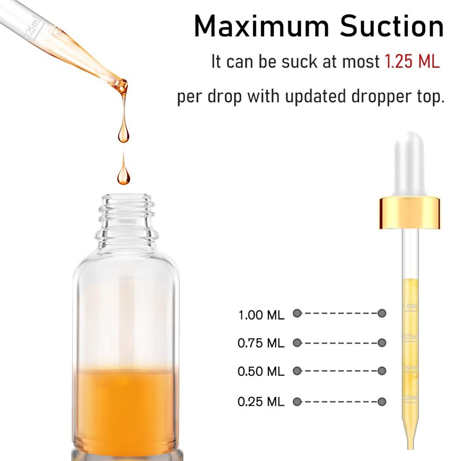 Glass Bottle with Dropper, 4 oz Clear Golden Cap Eye Dropper Bottle for Essen…