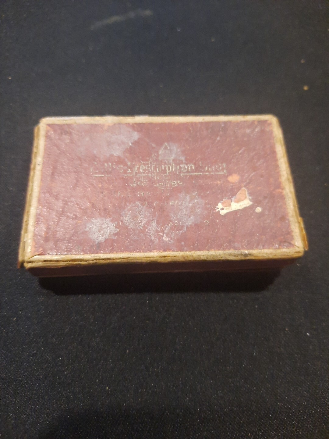 antique paper cardboard rx prescription drugs hinged box 1935
