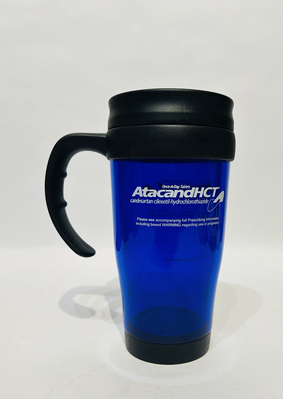 Pharmaceutical Travel Plastic Coffee Mug Cobalt Blue Drug Rep Tumbler