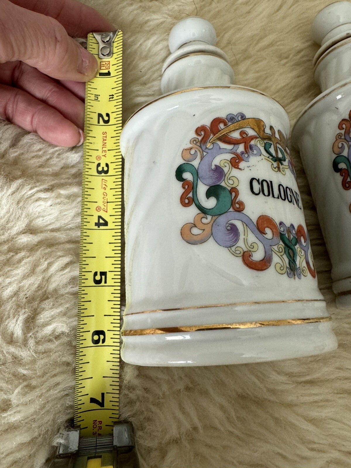 Vintage Porcelain FRENCH APOTHECARY JARS Salts- Cotton -Cologne -Astringent