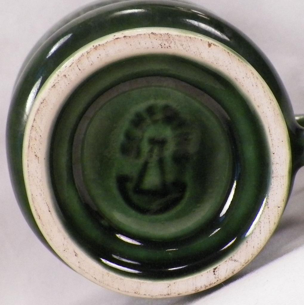 McCoy Cosmas & Damien Mug Mortar & Pestle Green Pottery Advertising Schering