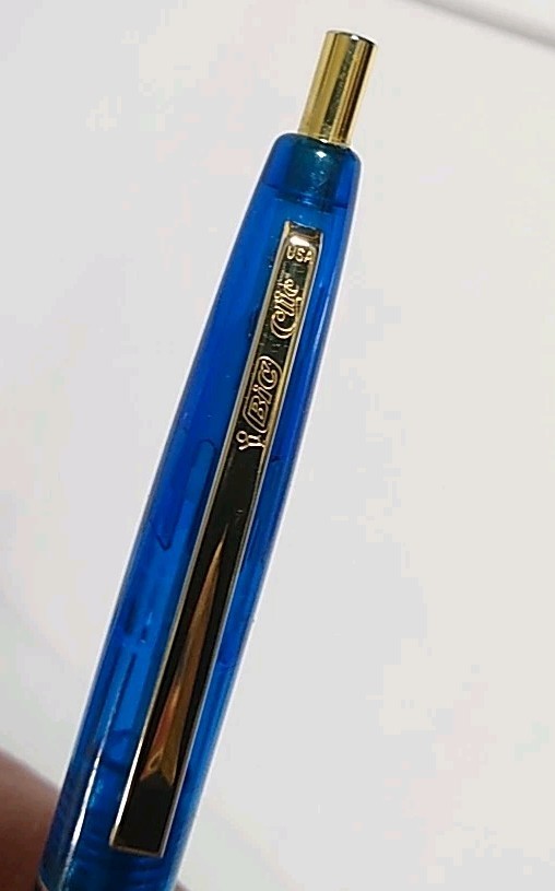 Vtg BIC CLIC Blue Gold ZOMIG Drug Promotional Ballpoint Click Pen Advertising