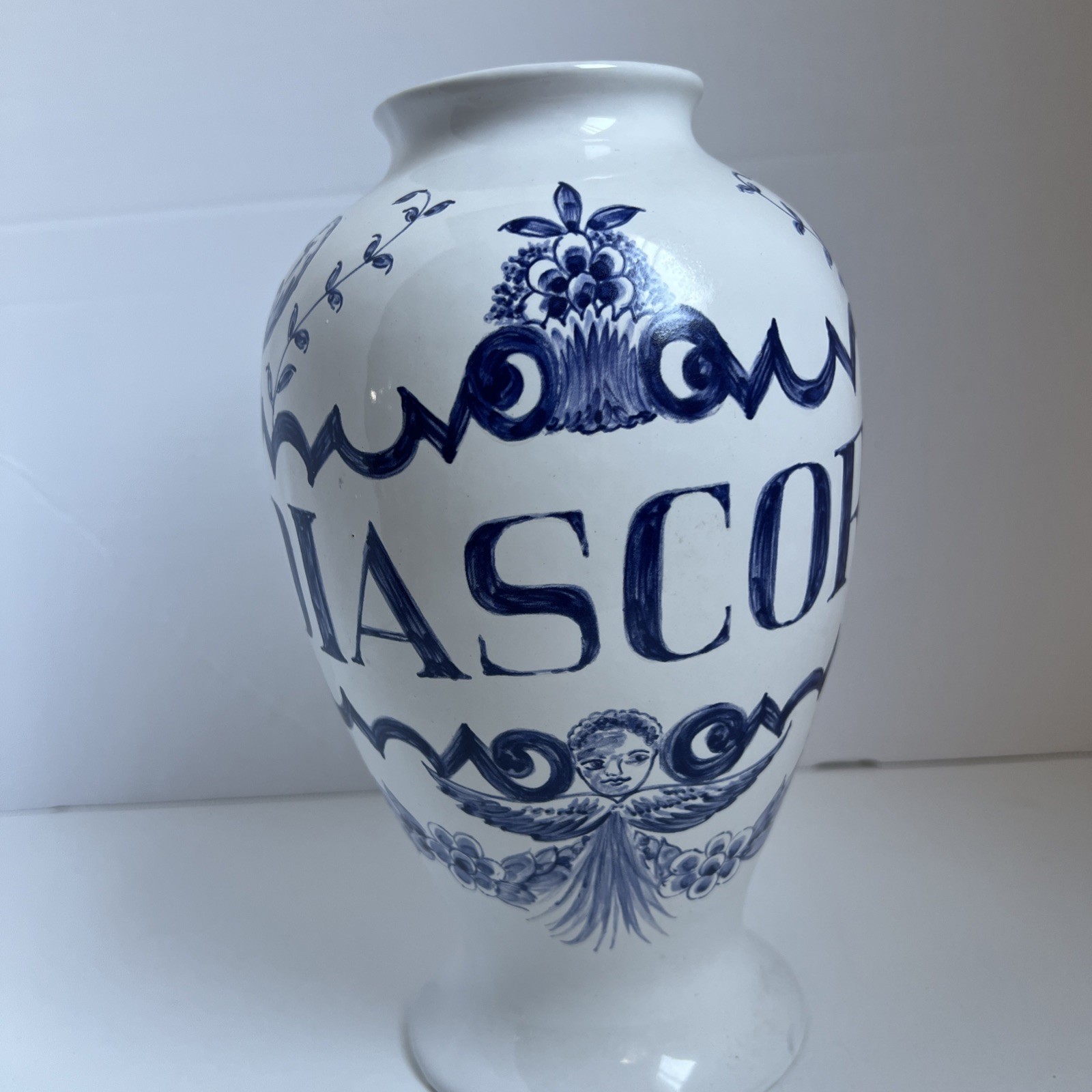 1989 Lilly Blue & White Apothecary 10″ Vase Diascord Portugal Pharmacy Pharma