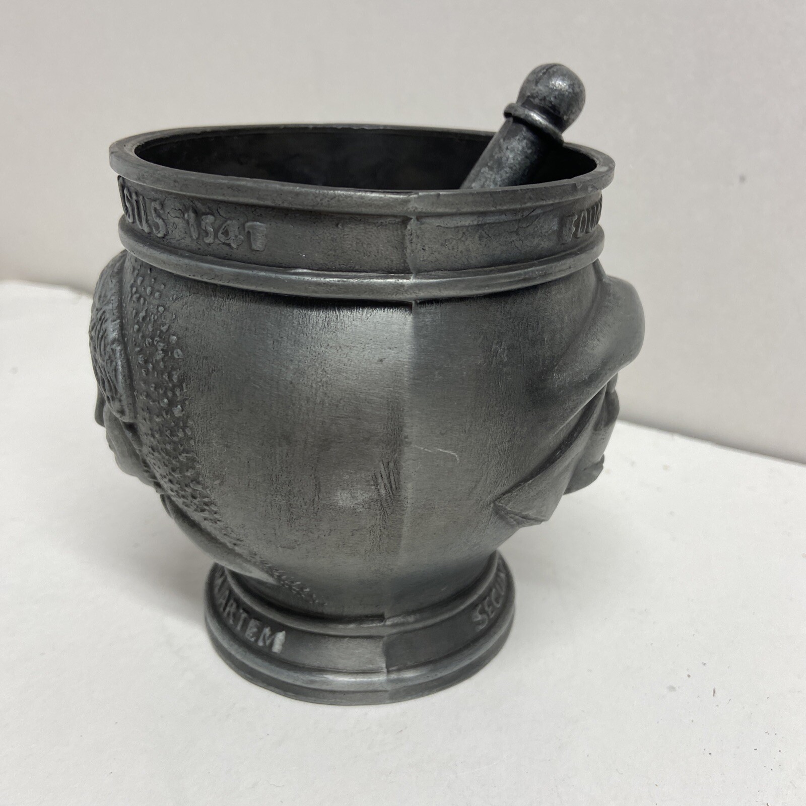 Vintage Pewter Mortar & Pestle Display Only By Schering Corp.