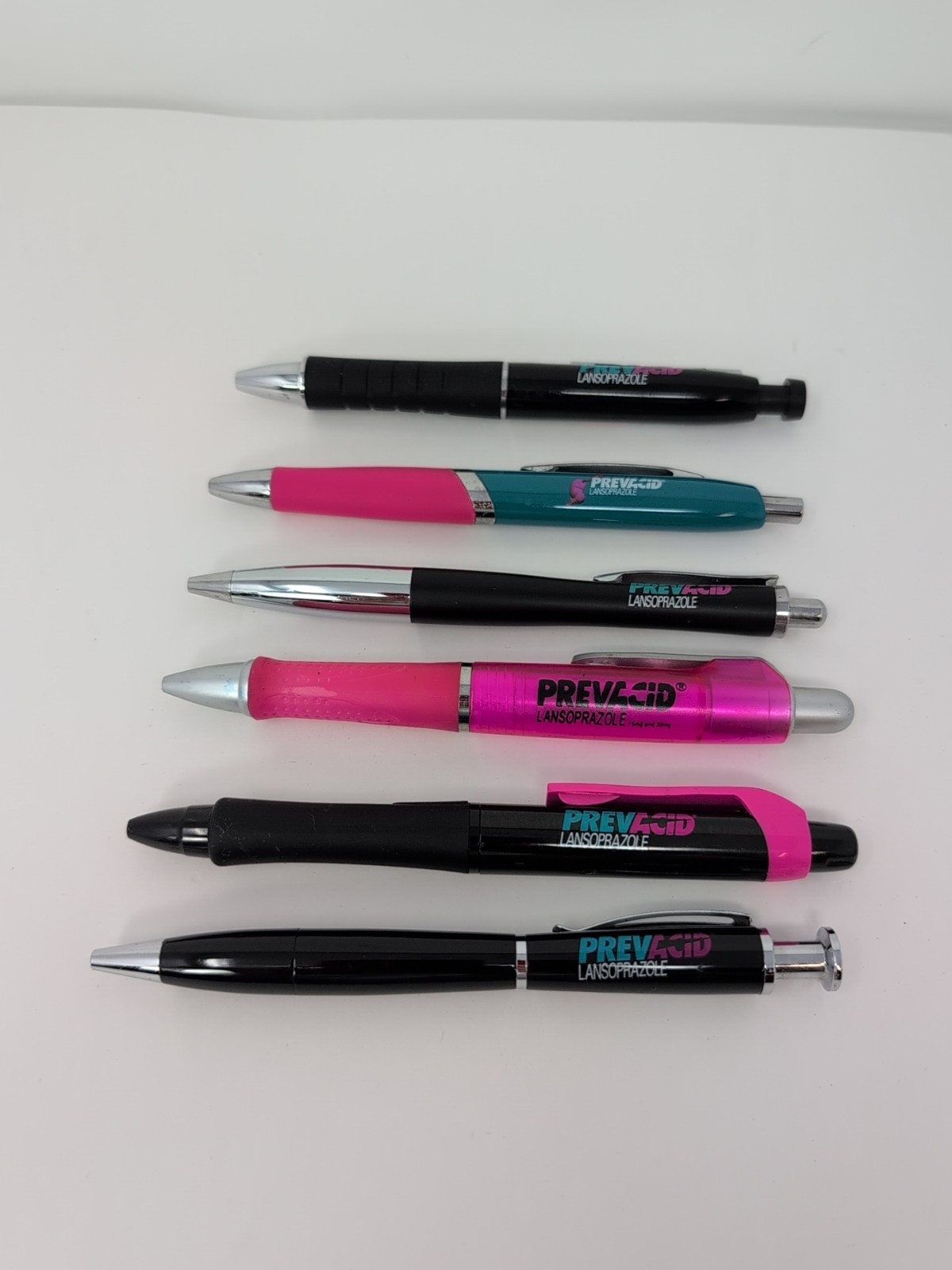 LOT of 6 PREVACID Drug Rep Advertising Pen Pharmaceuticals Collectible Pharma