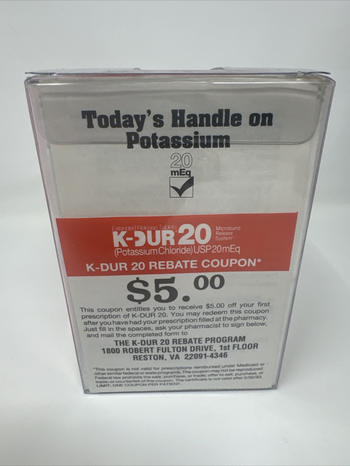 Rare Vintage 1992 Key Pharmaceuticals K Dur 20 Potassium Replenishment Kit NOS