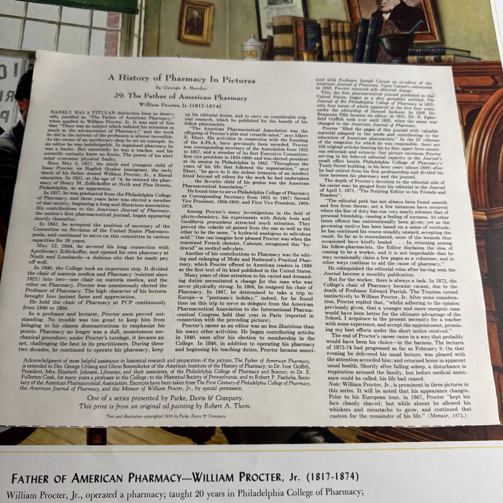 A HISTORY OF PHARMACY IN PICTURES 1954 PRINT#29 Great Gift For Doctor 22″×18″