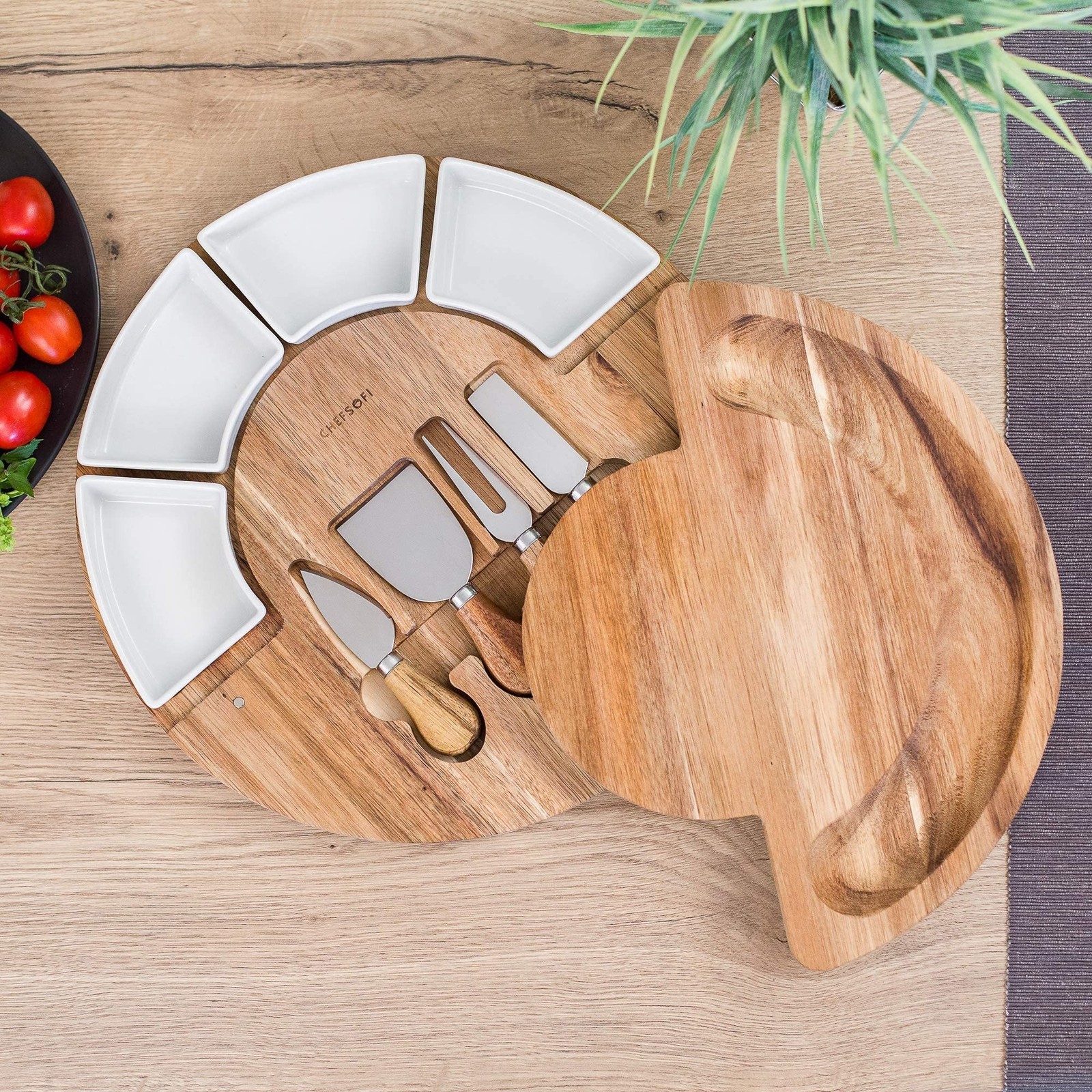ChefSofi Cheese Board and EXTRA Large Mortar and Pestle Set.