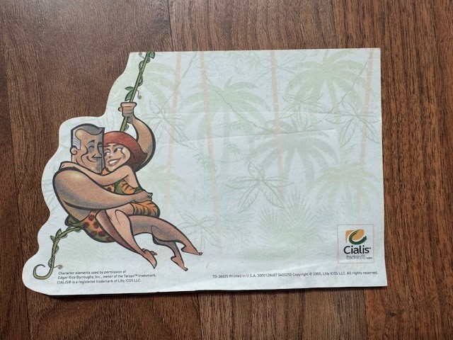 Cialis Tarzan & Jane Drug Rep Pharmaceutical Rare Collectible Notepad Paper