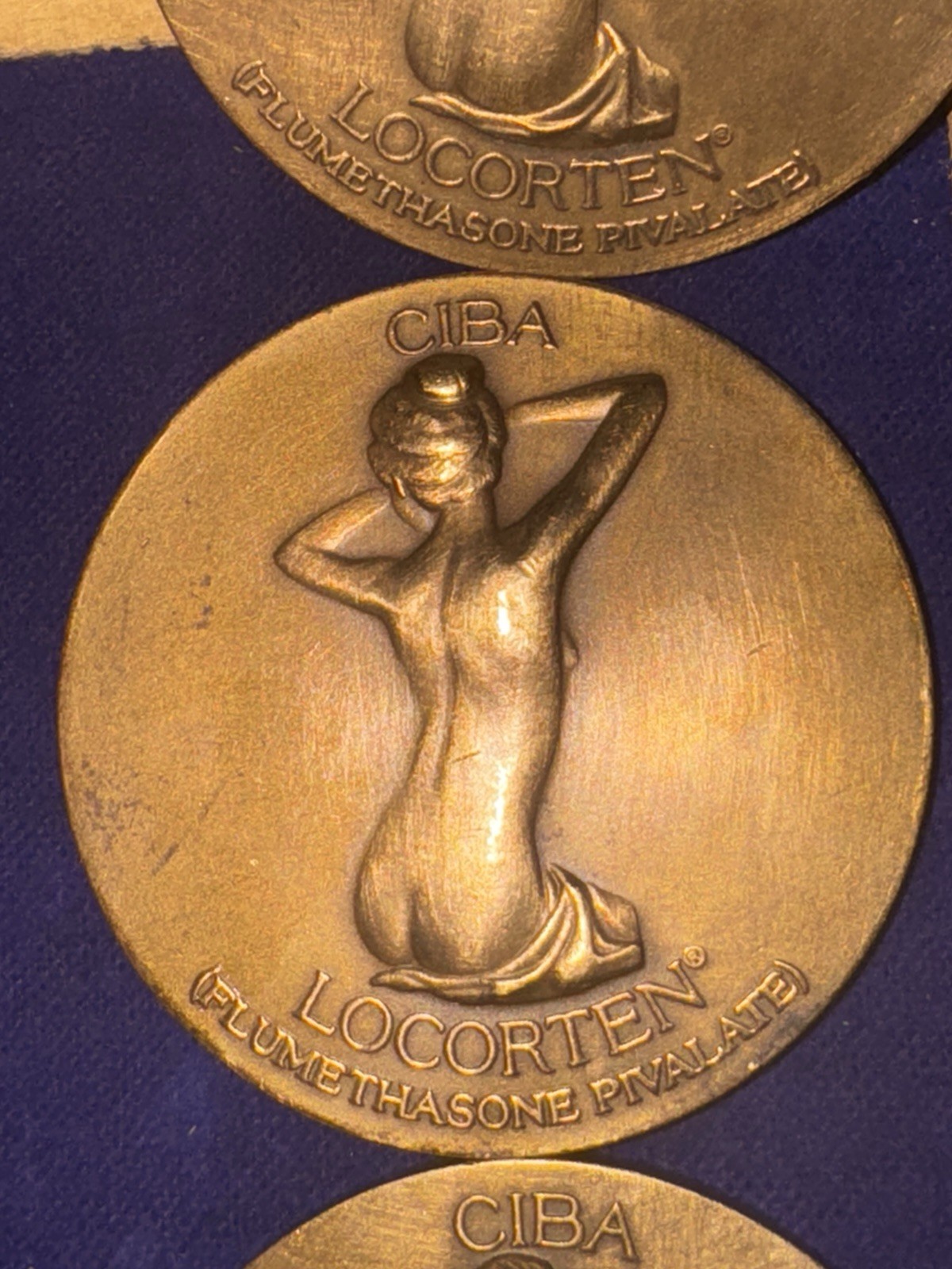 Brass 3 France Nude Woman CIBA LOCORTEN Medal