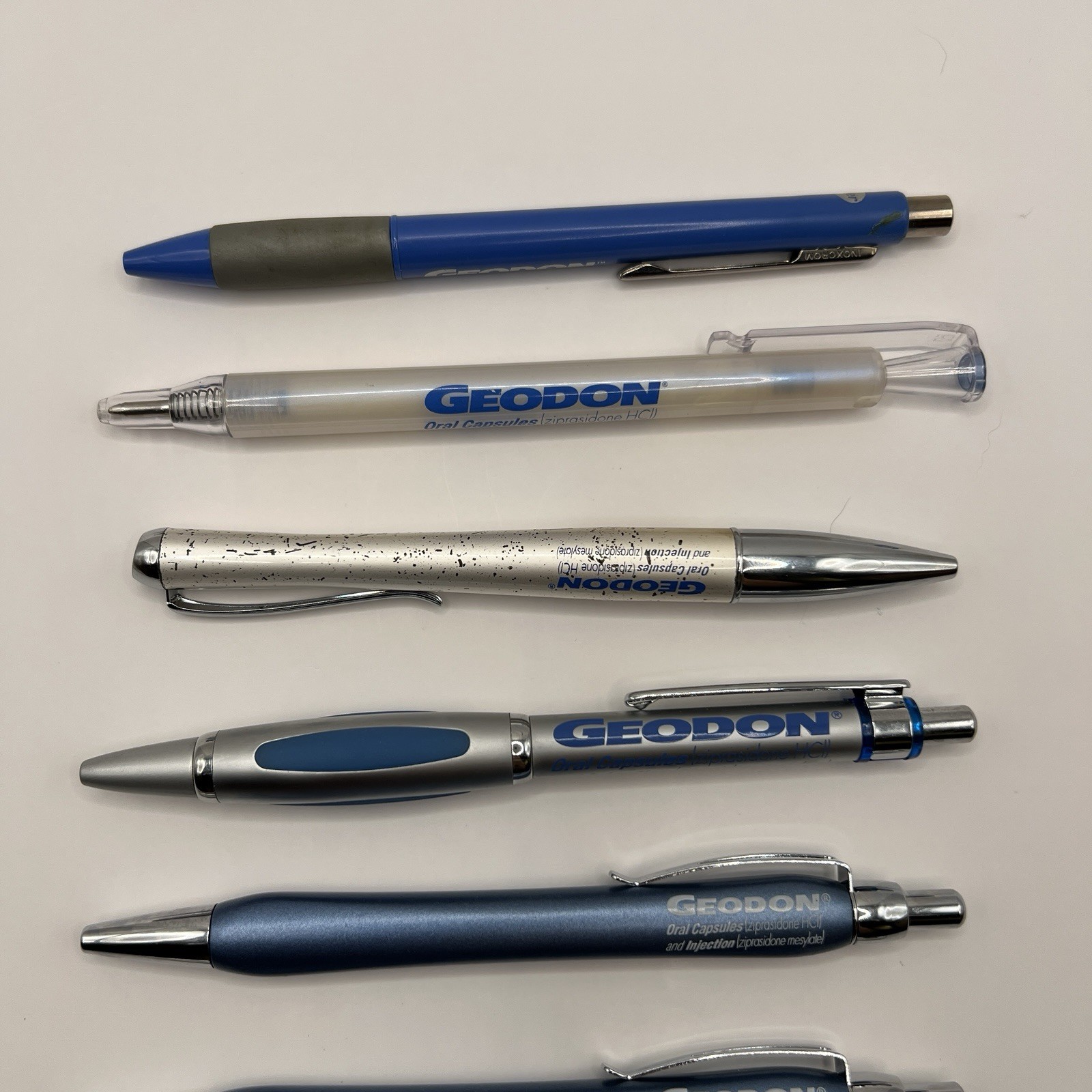VTG Geodon Lot of 9 Pharmaceutical Drug Rep Pens 2 Plastic 7 Heavy Metal