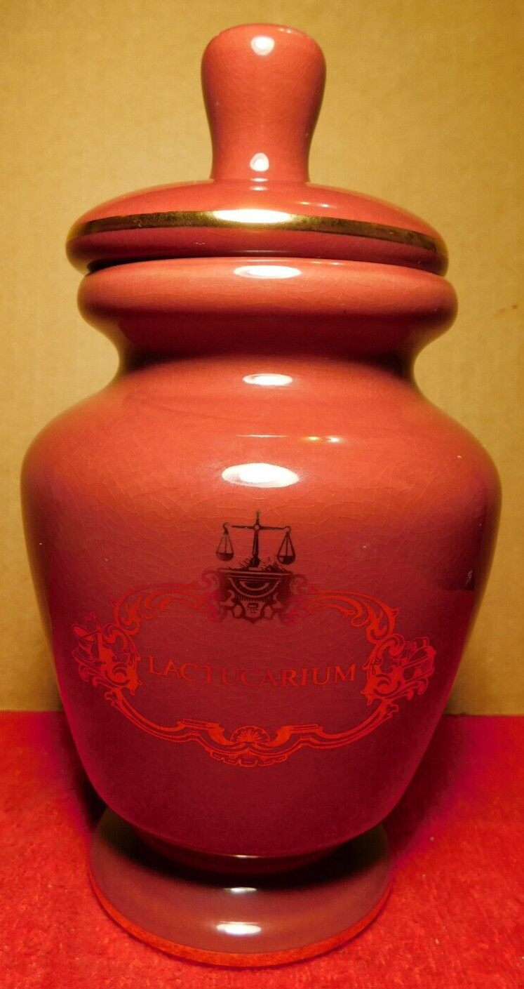 Jar~Apothecary Jar Eli Lilly “Lactucarium” Pharmaceutical 4/303 Maroon Empty
