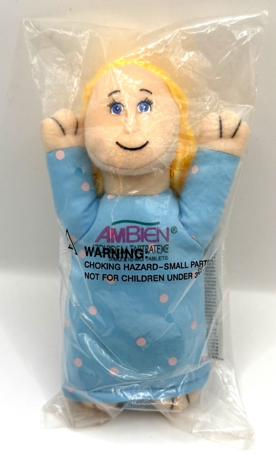 RARE Vintage AMBIEN Sleepy Girl Plush Beanbag Doll – Pharmaceutical Promo! NEW!