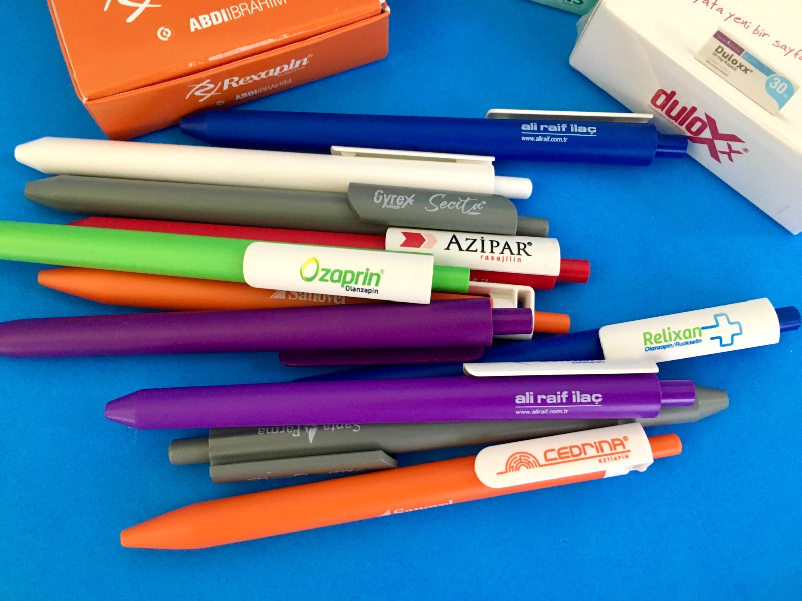 Lot of Pharmaceutical Promo Pens & Paper Pads from Turkey- Aripa, Relixan & More