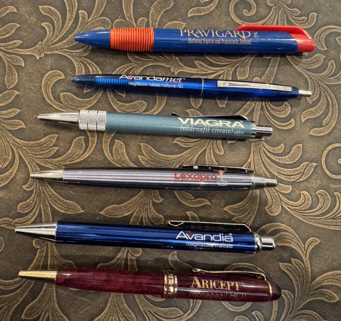 Pharmaceutical Drug Rep Pens – Viagra Aricept Avandia Lexapro +++ Lot Of 6