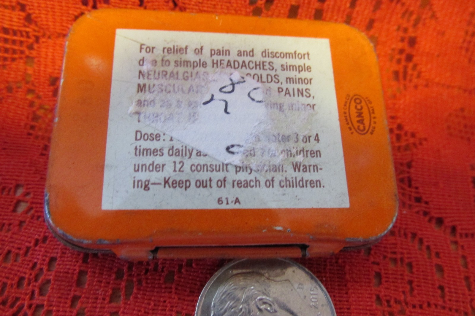 Vintage Walgreens Aspirin tin, Walgreen Lab. Inc. Chicago, USA