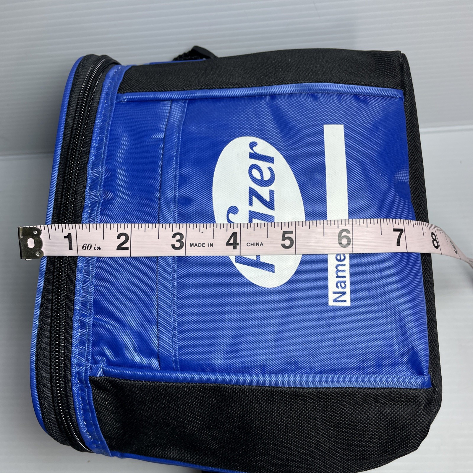 Pfizer Promotional Lunch Box with White Pill Background 11” X 5” X 7” Pockets