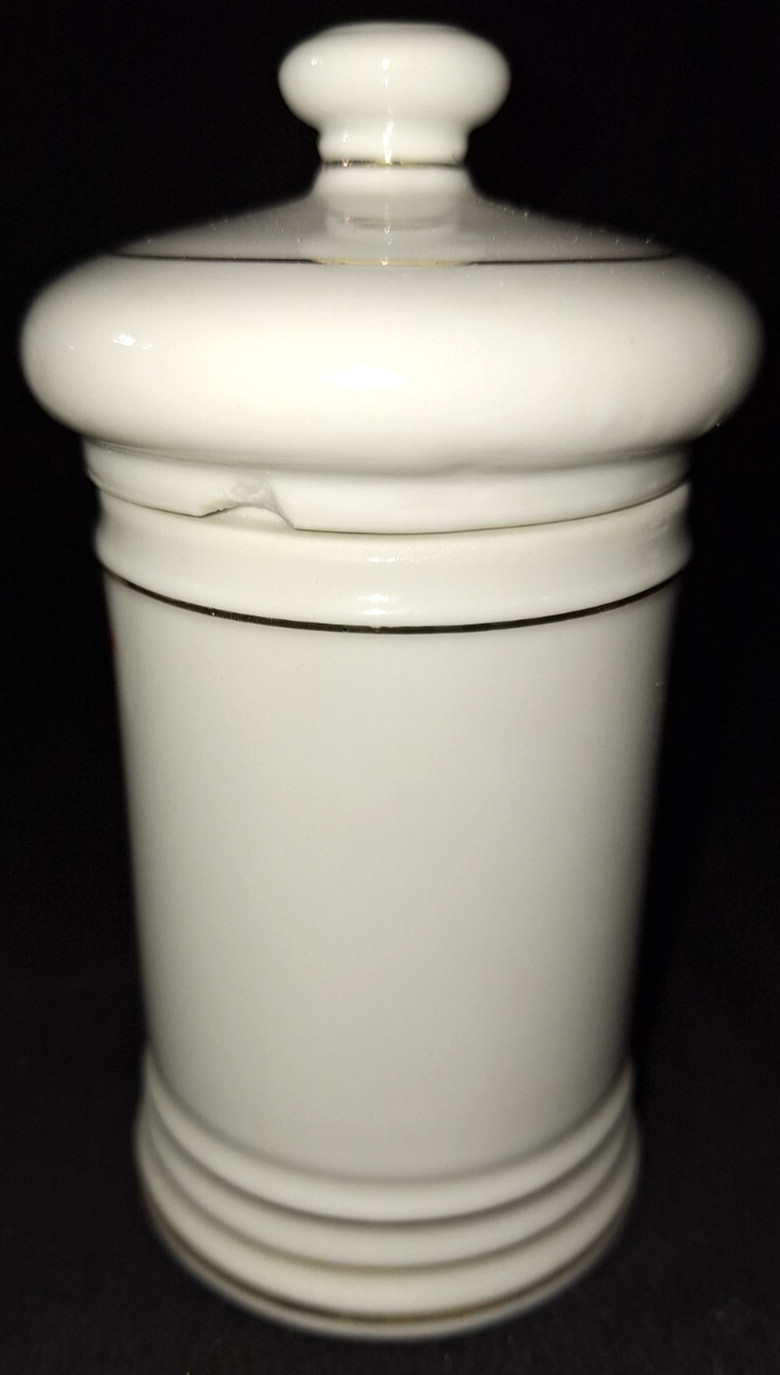 VTG RX APOTHECARY JAR MD ASCRIPTIN 5.5″ GOLD TRIM PHARMACY DRUG STORE – Plz Read