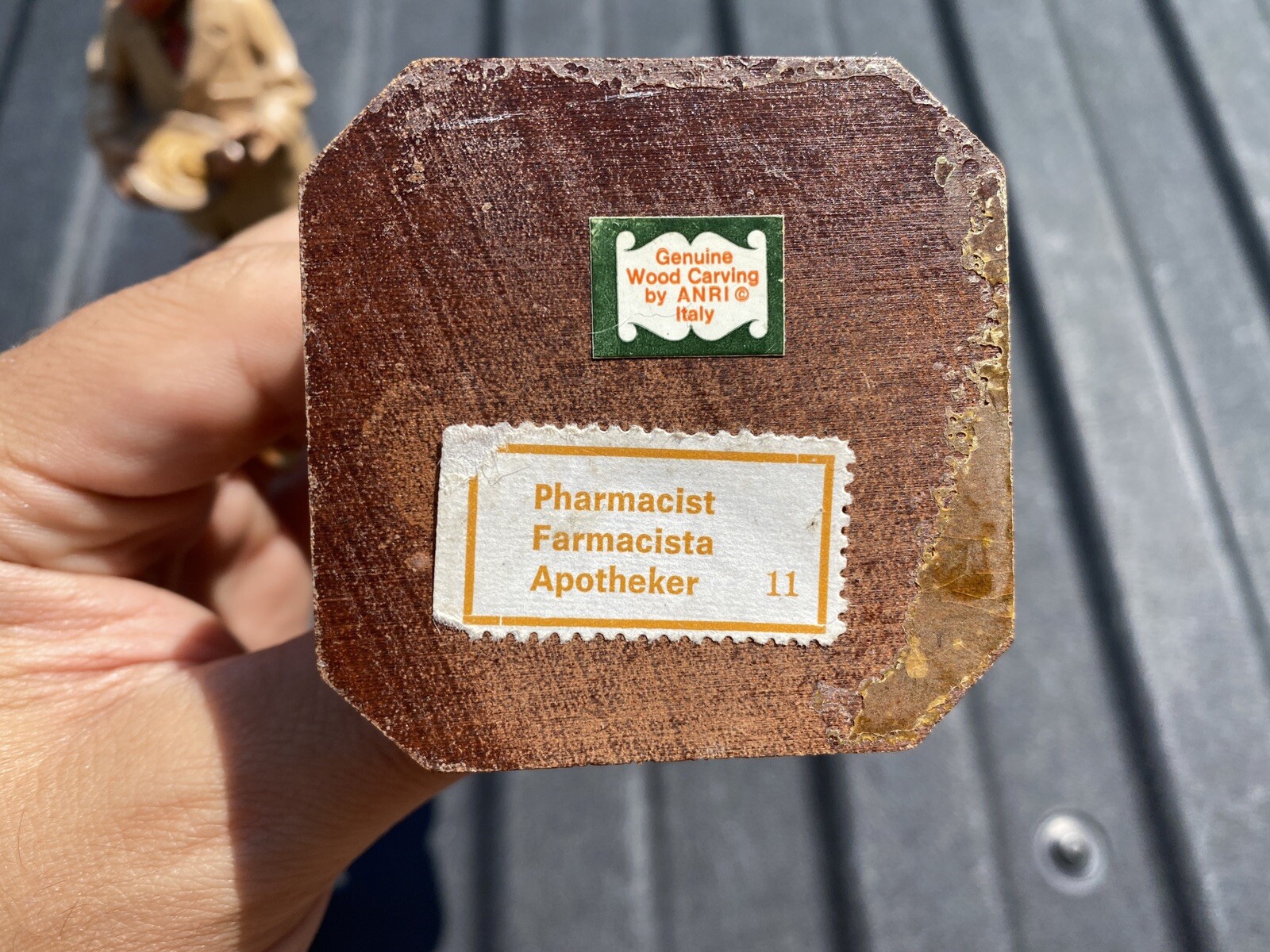 RARE Vintage Anri Italy Hand Carved Wood Pharmacist Figurines w Labels