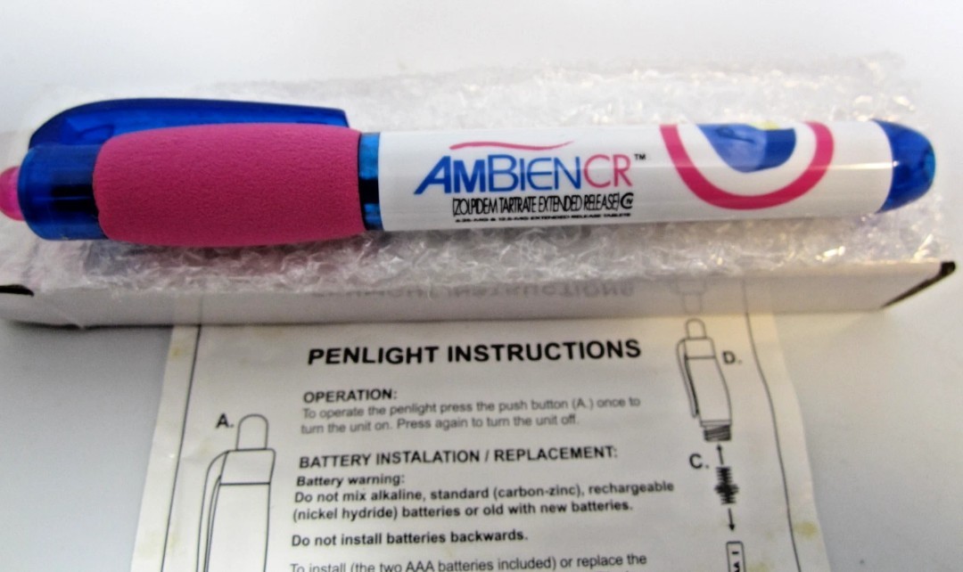 Ambien CR Pen-Light In Box W Batteries Drug Rep Pharmaceutical Collectible