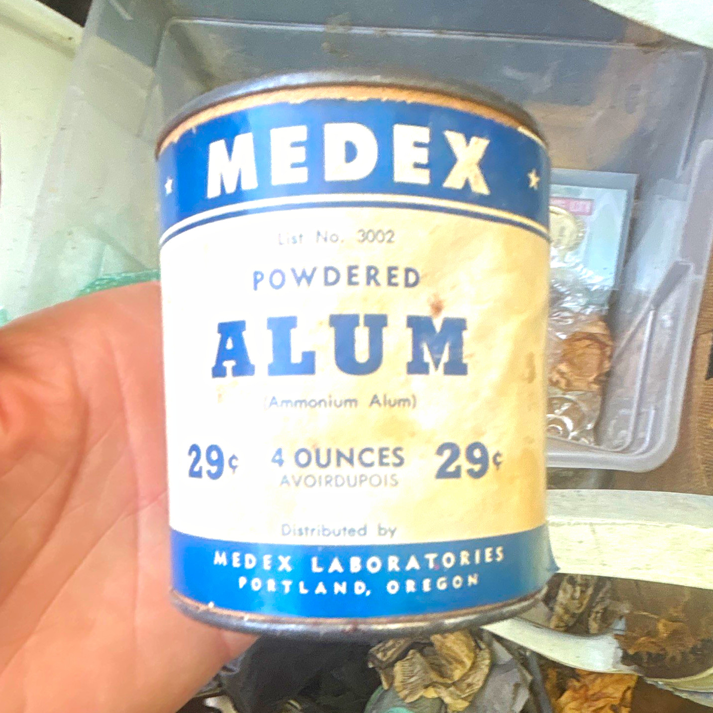 MEDEX Powdered Alum (Ammonium Alum) 4 oz Tin, Medex Laboratories Portland OR