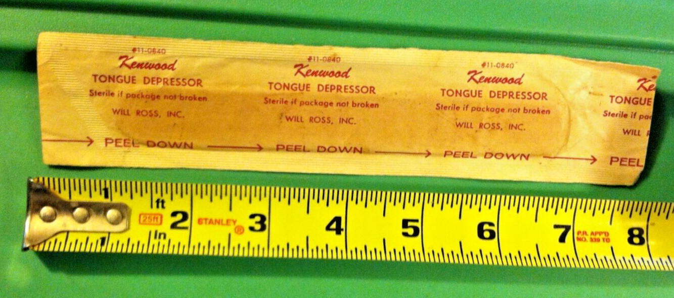 5x Large 🔥KENWOOD🔥 Vintage Wood Tongue Depressors Medical Pharmacy WILL ROSS