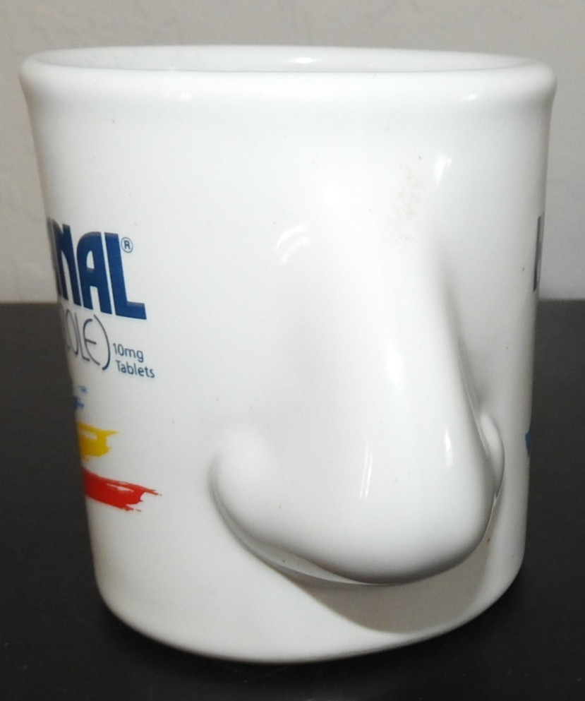Vintage Hismanal (astemizole) NOSE Ceramic Coffee Mug Pharma Rep Promo Item 1991