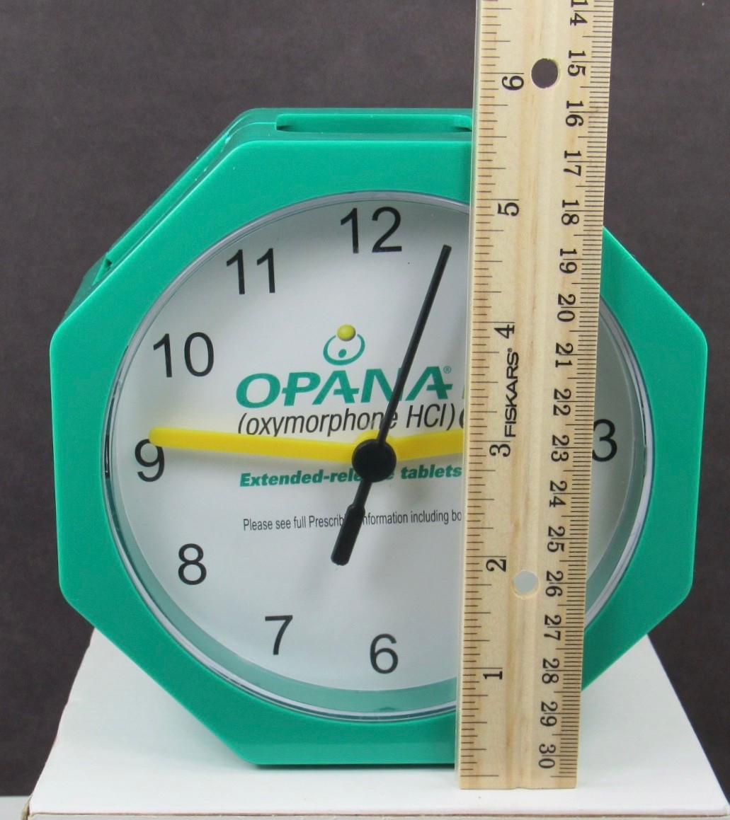 OPANA ER Oxymorphone CII Clock Pen Holder Drug Rep Pharmaceutical Promo w/ Info