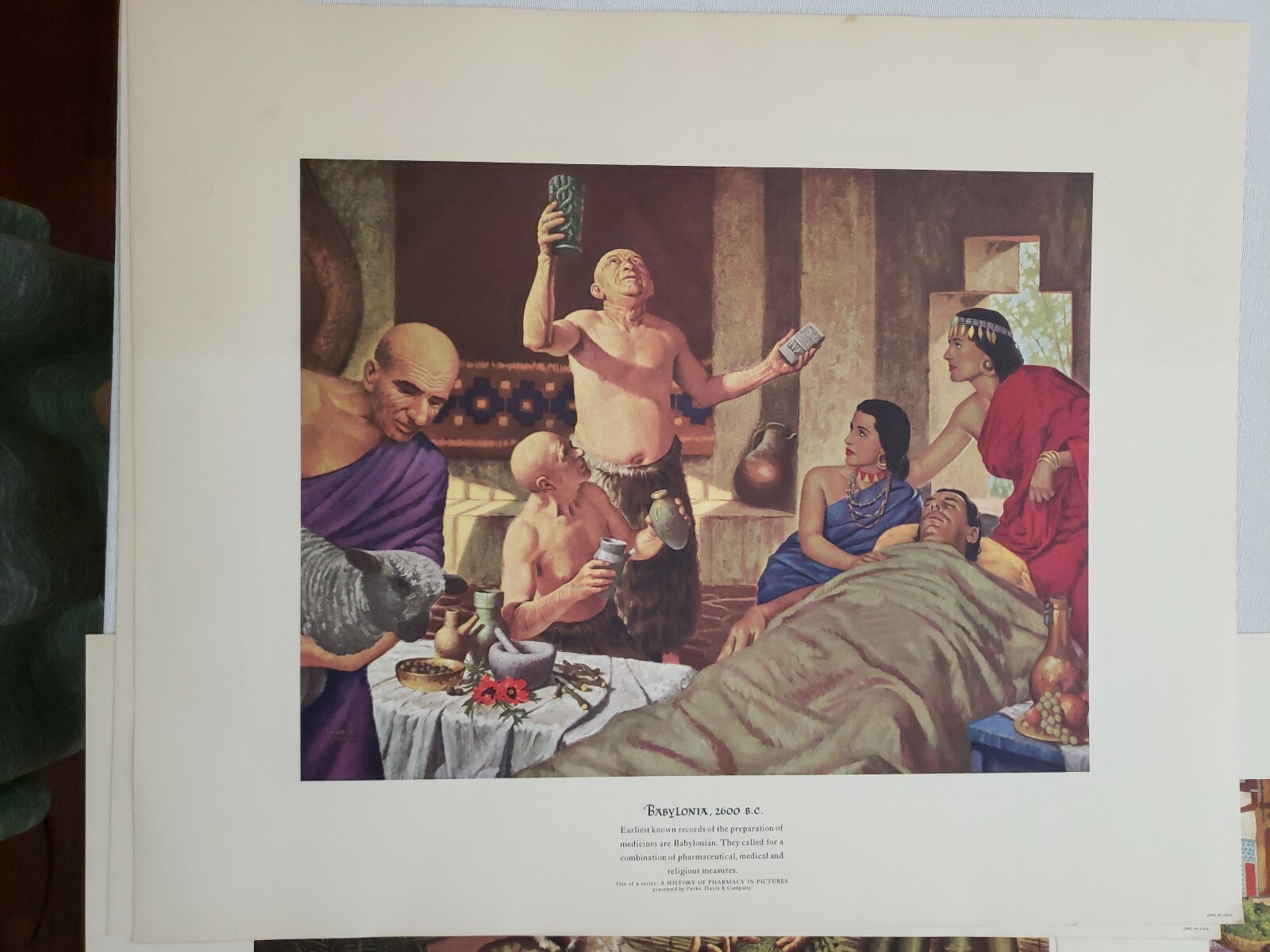 Vintage 1951 Set of 6 Parke Davis A History Of Pharmacy In Pictures Lithographs