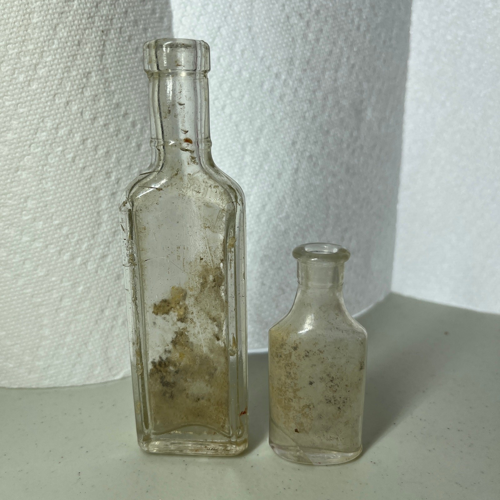 Antique Apothecary Medicine Bottles Lot of 2 Clear