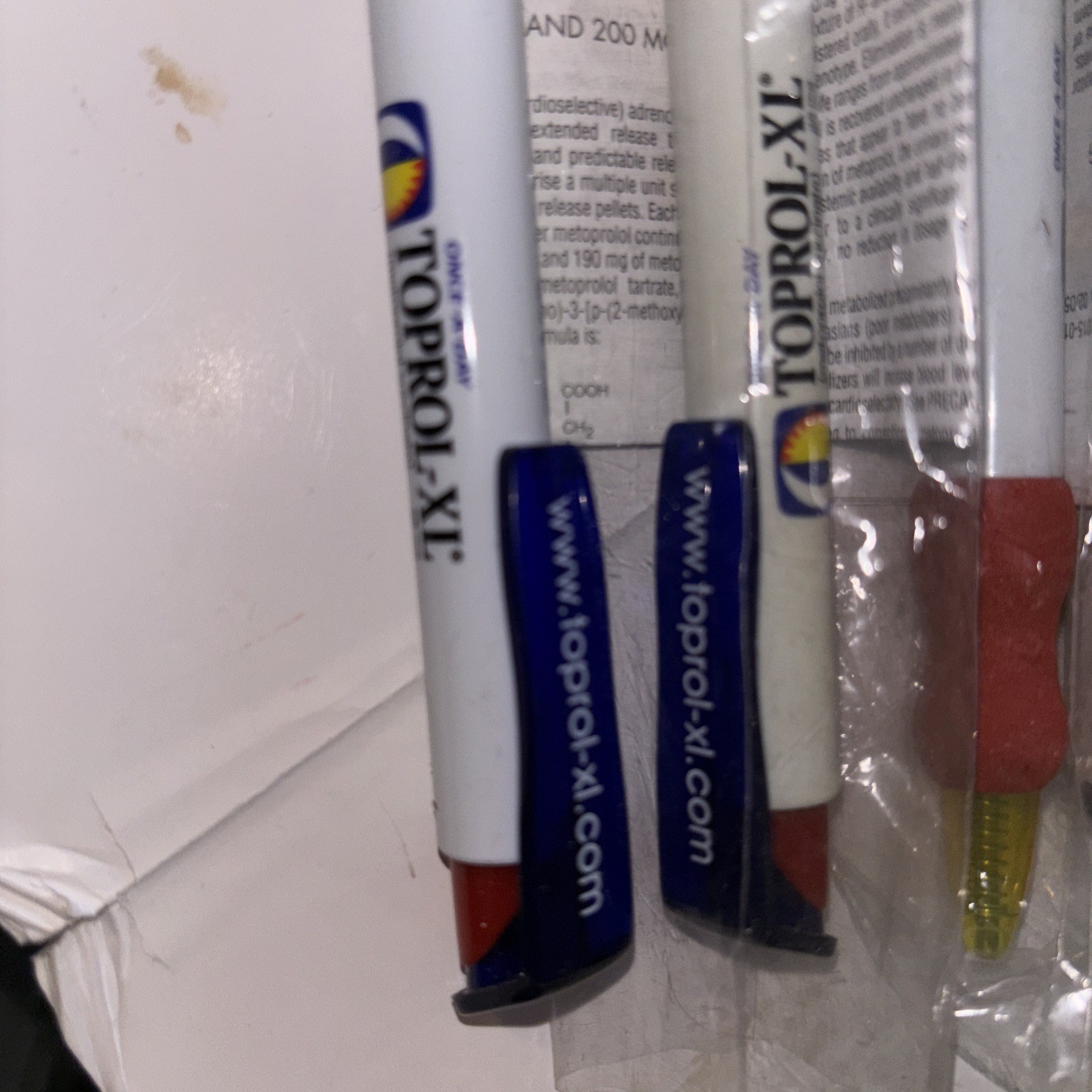 Drug Rep TOPROL-XL Collectible Gel Pens x 4 RARE Ind Wrapped W/ Info Sheet