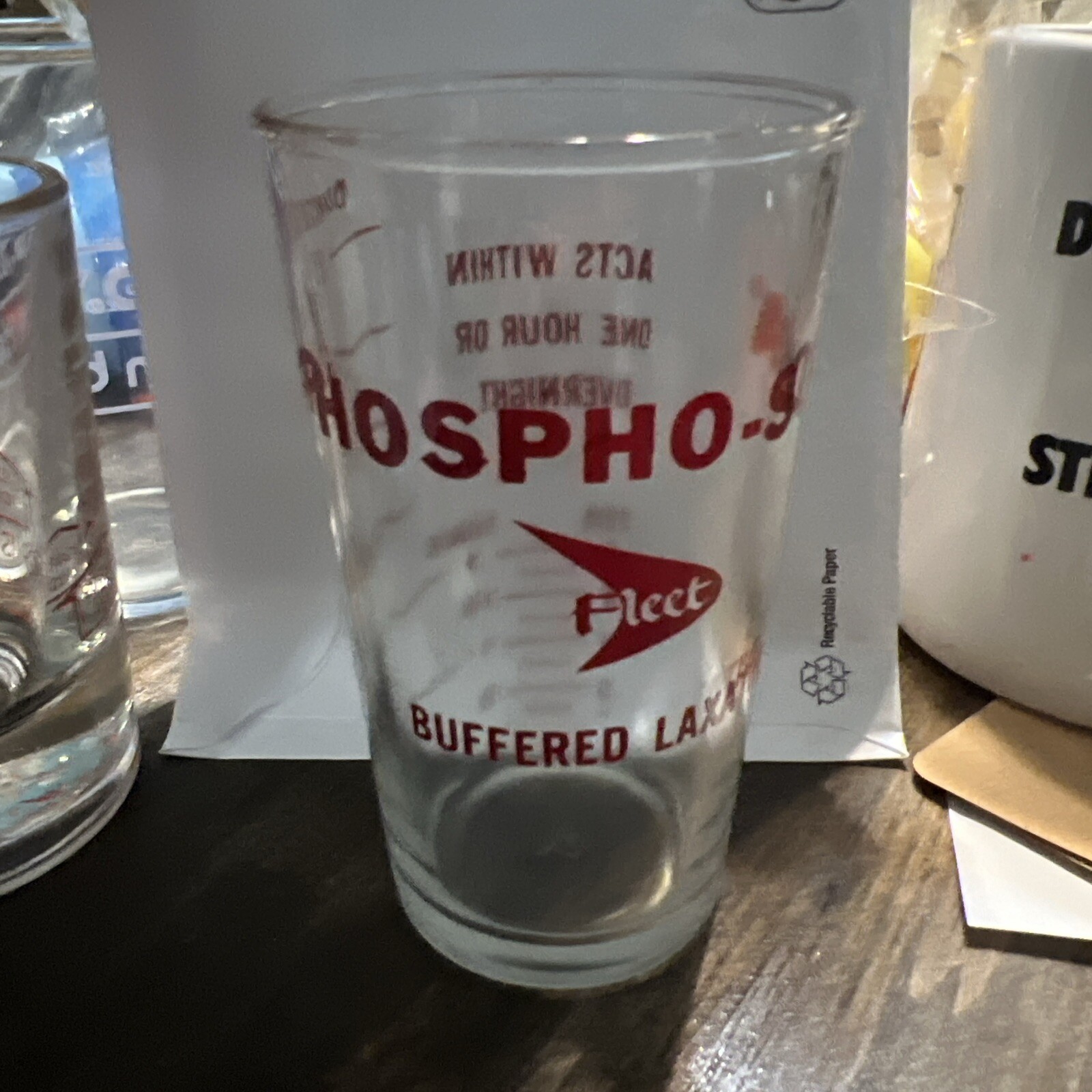 Vintage Fleet Phospho-Soda Laxative Pharmacy Glass Shot Medicine Measuring Cup