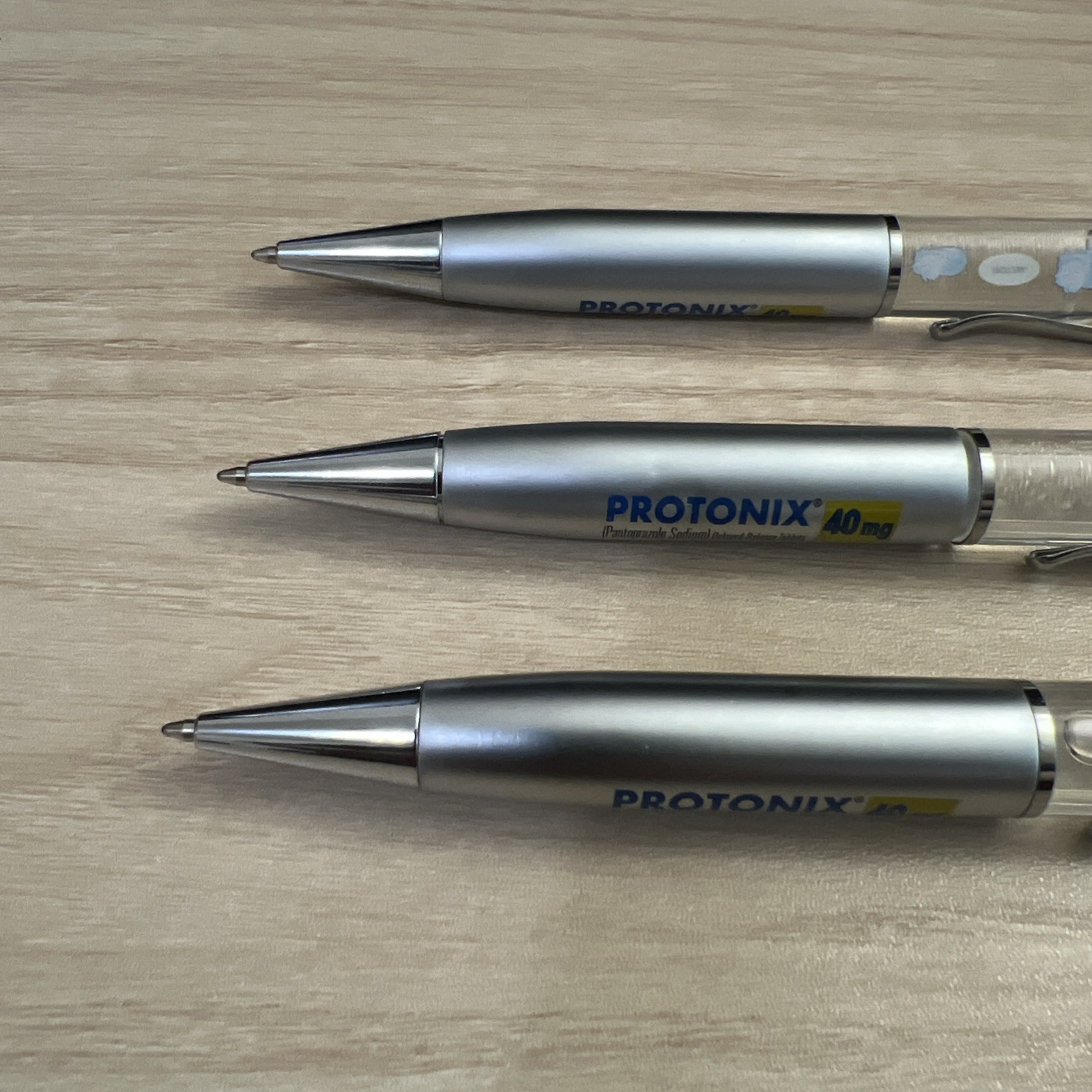 Set of 3 PROTONIX Collectible Heavy Metal Pharmaceutical Pens, Floating Gerdy