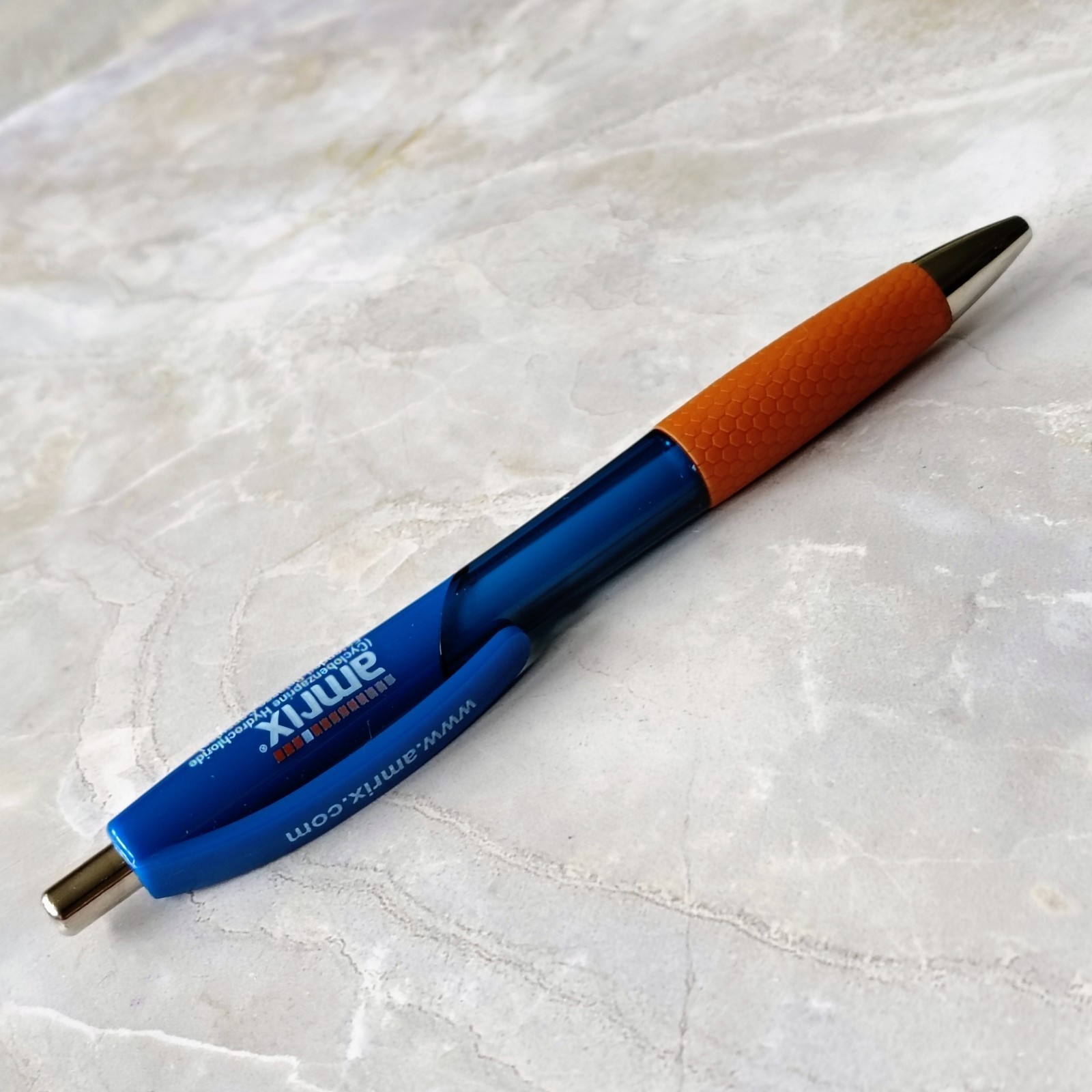 HTF Amrix Pharmaceutical Drug Rep Promo Advertising Pen RARE Blue Orange