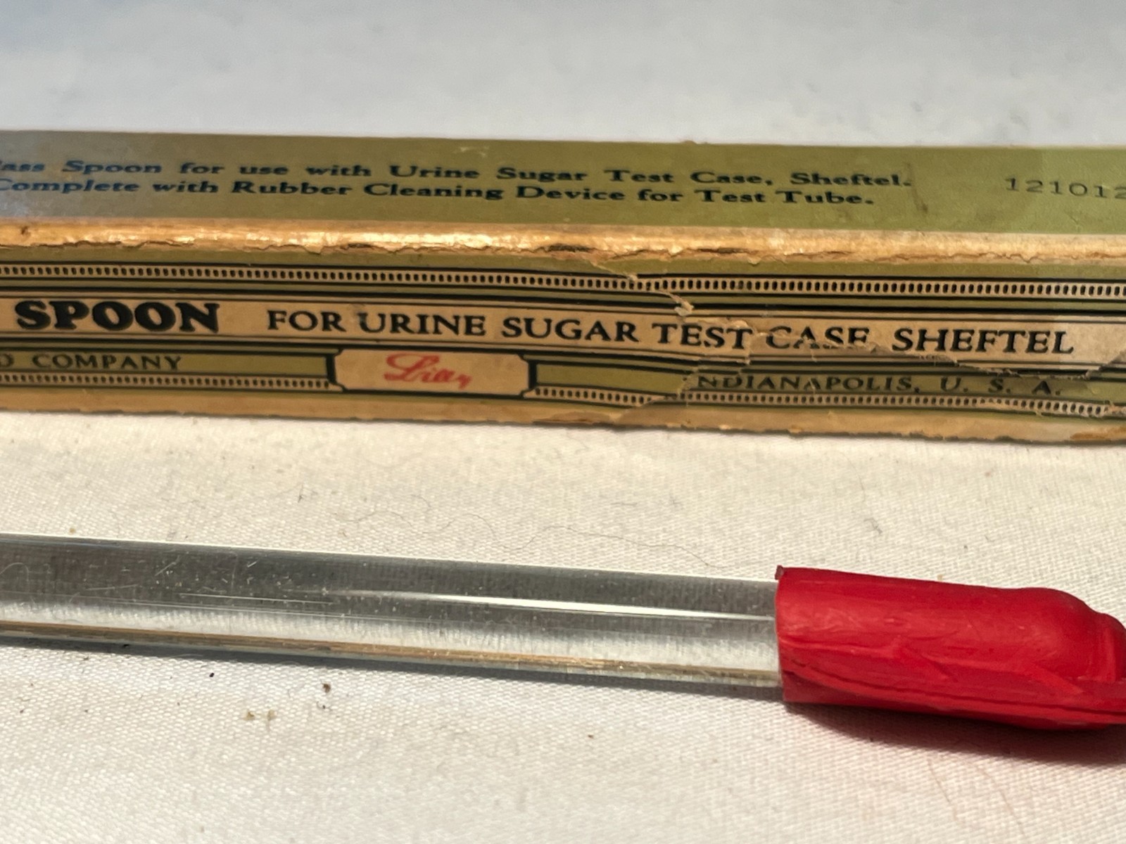 c1930s Urine Sugar Test Glass Spoon by Eli Lilly and Company Indianapolis, Ind.