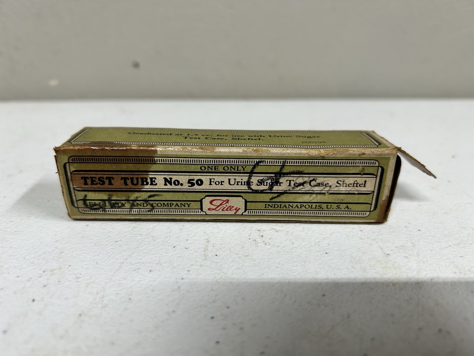 Vintage Eli Lilly Test Tube For Urine Sugar Test Box Bottle Rare Pharmaceutical