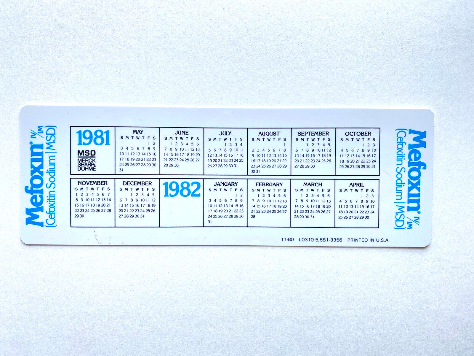 1980s Mefoxin Ruler MSD Merck Labs Pharmaceutical Drug Advertising Swag 7.5”