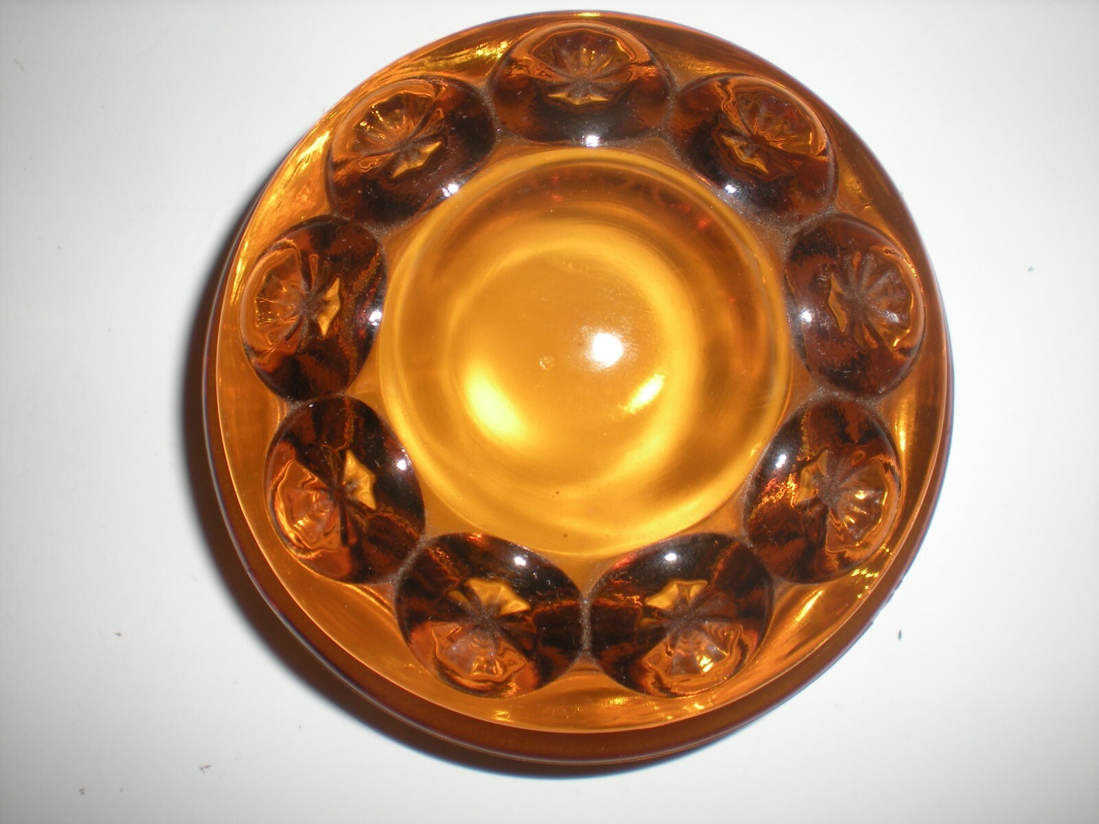Vintage Amber Yellow Moon & Star Glass Canister Apothecary Jar 11.5″ LE Smith