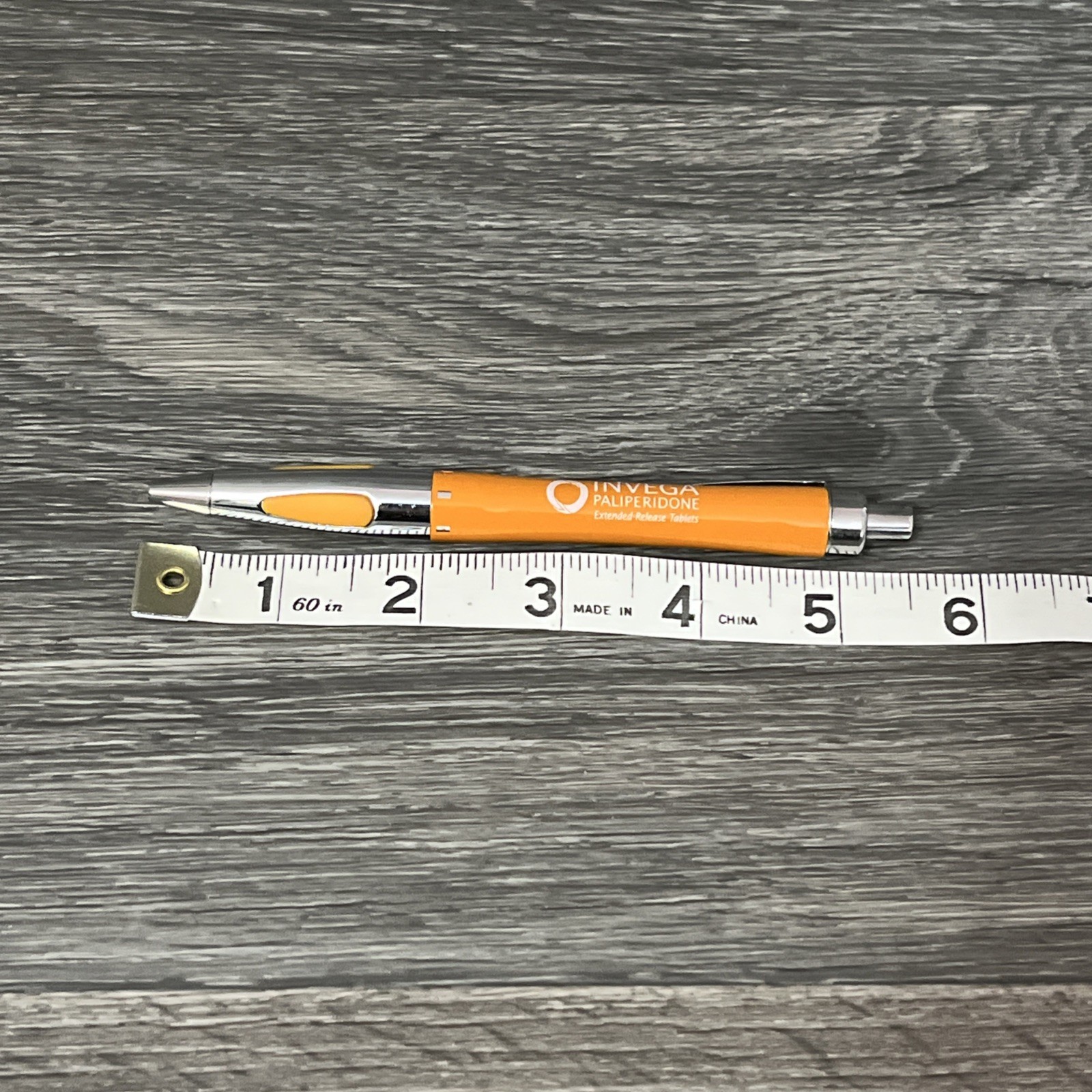 Vintage Metal Invega Pharmaceutical Drug Rep Pen Advertising Orange