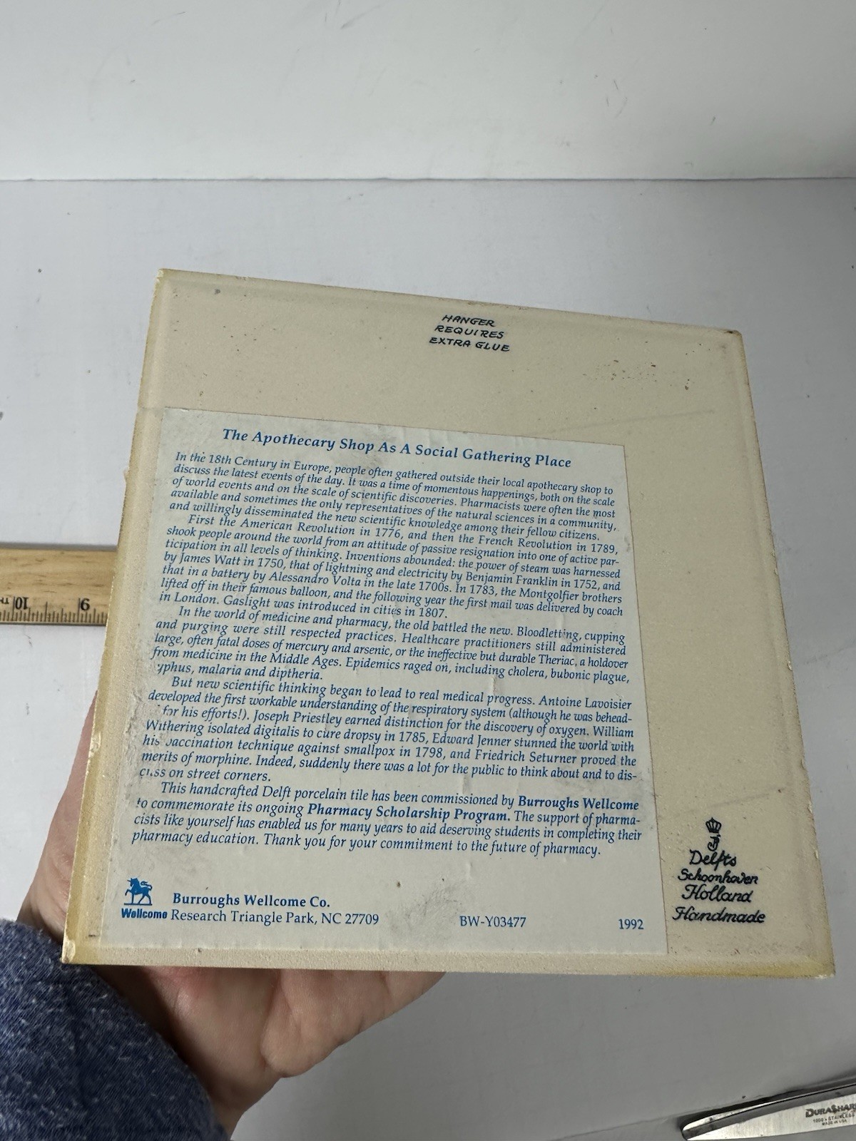 Vintage Blue Delft Tile Uroscopy Pharmacy Scholarship Program Apothecary 9 READ