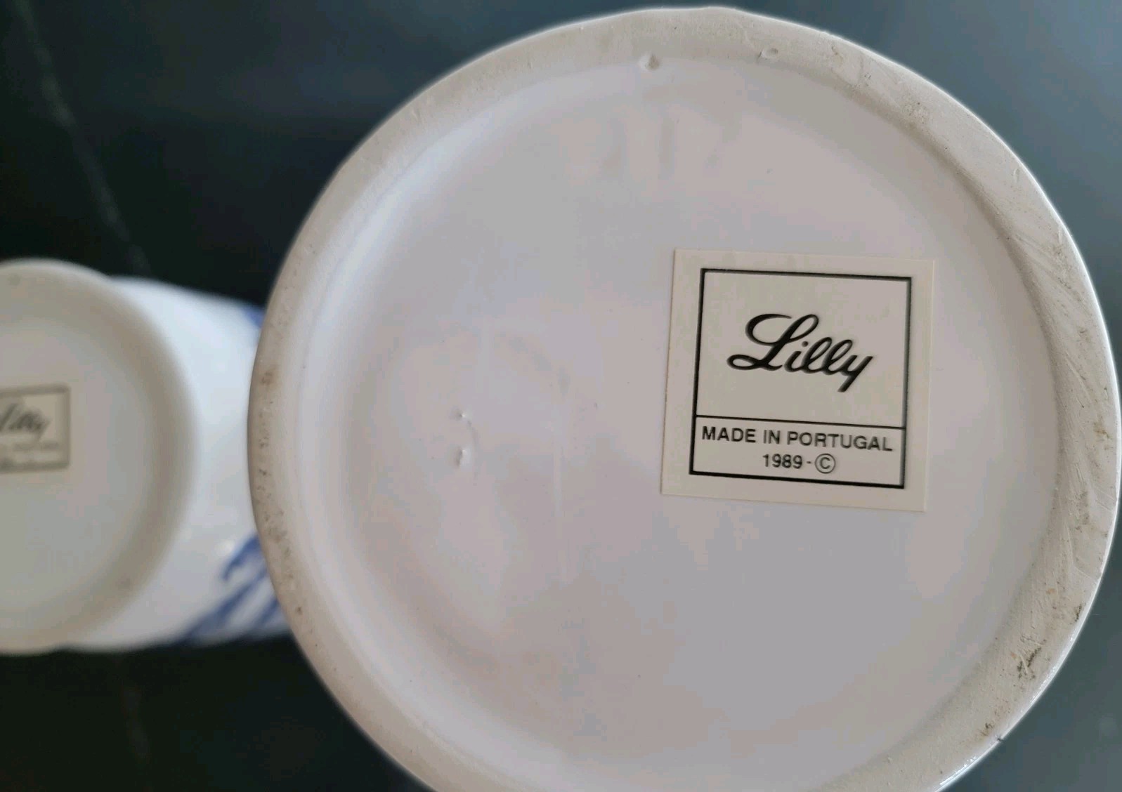 2 Vintage Lilly Pharmaceuticals-Apothecary Jar 1989 Blue/White Pottery Portugal