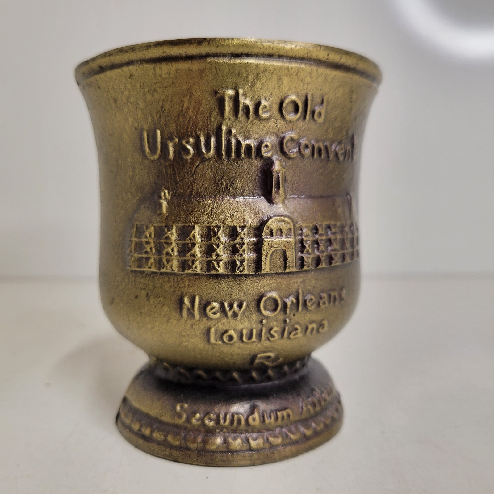 VTG 1985 Schering Brass Mortar & Pestle Ursuline Convent New Orleans Sis. Xavier