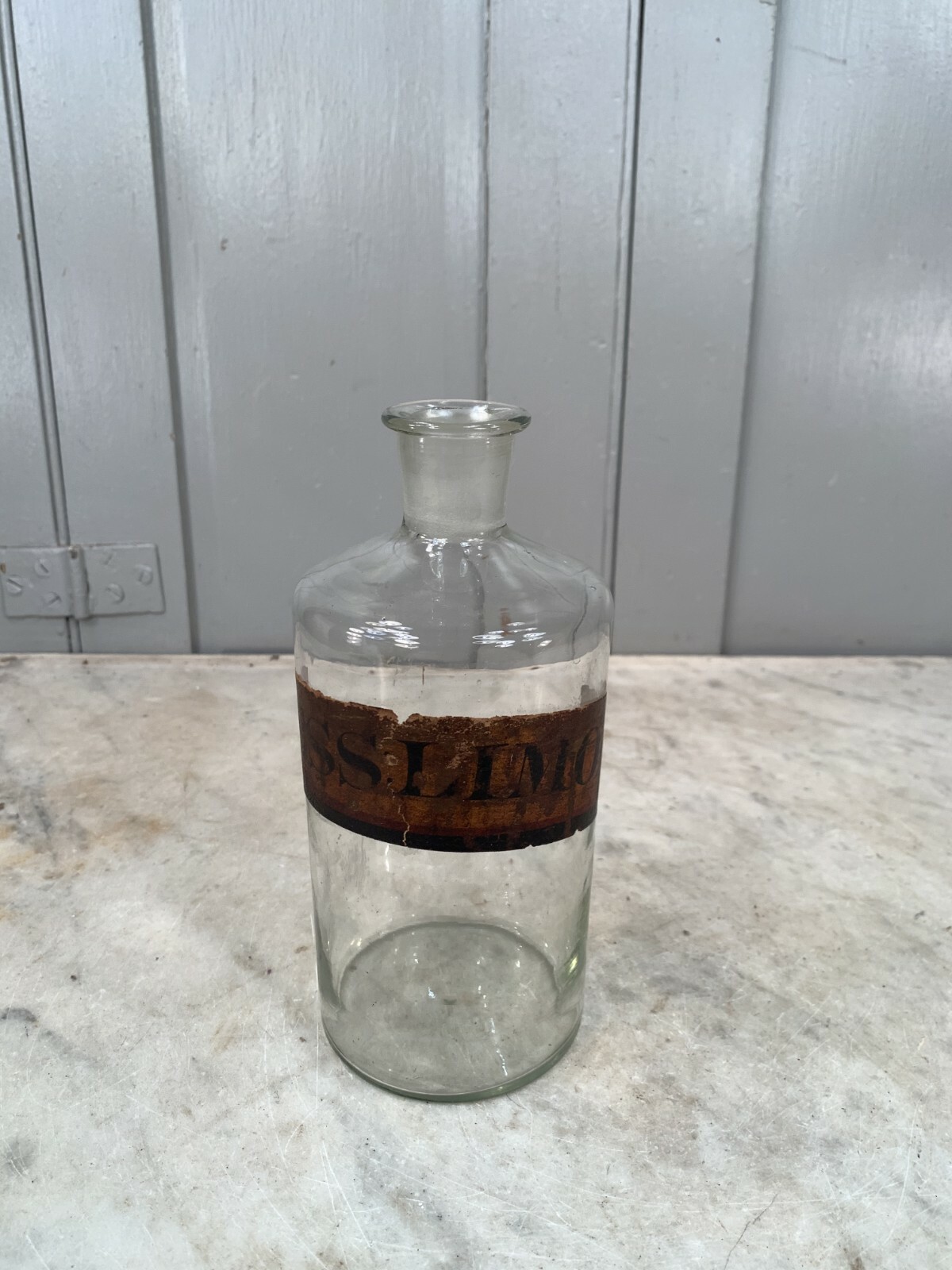 Antique scientific pharmacists jar with original label but no stopper