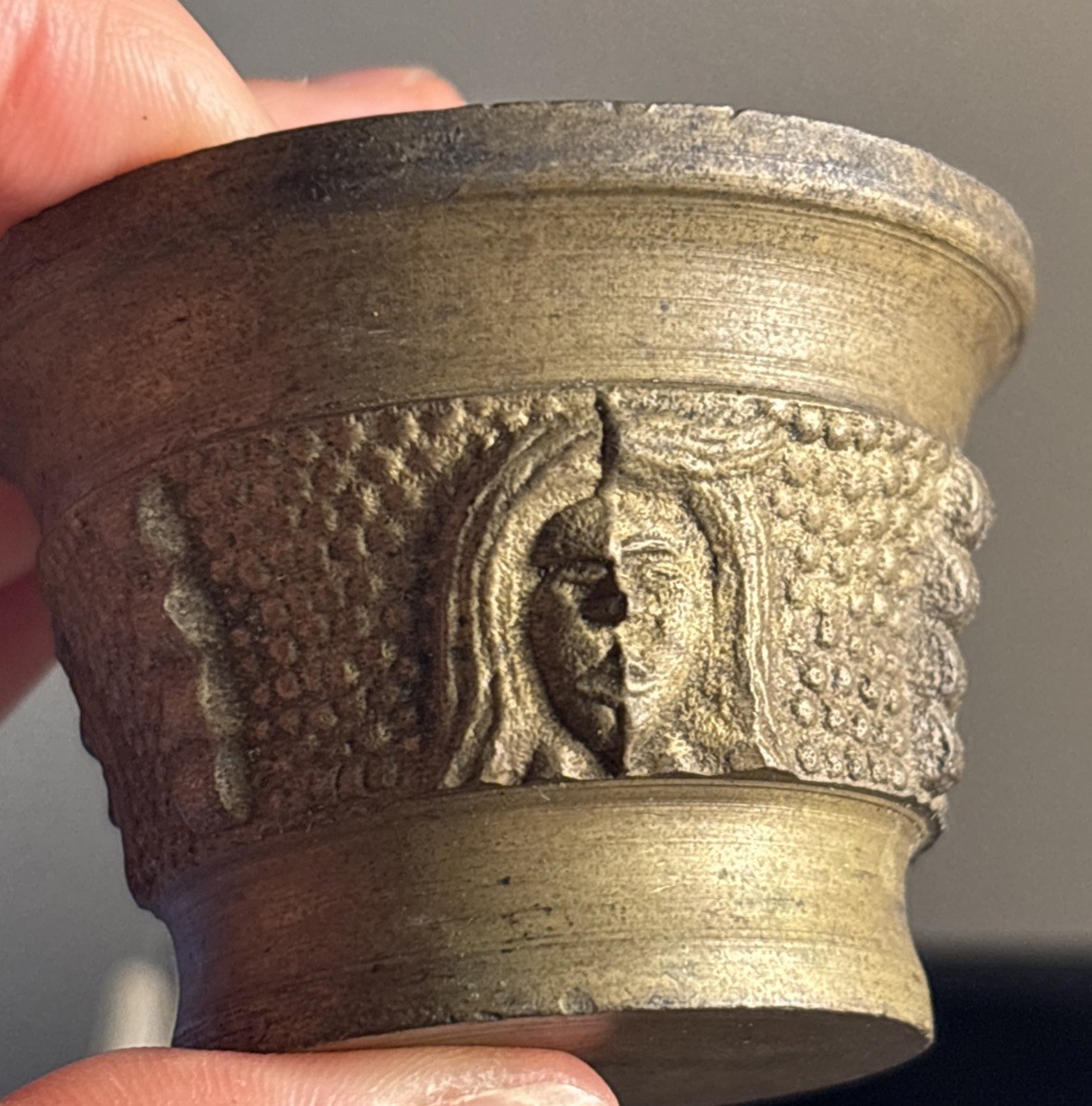 Vintage Brass Mortar & Pestal 2.25 Diameter 1.75 Height See Pics