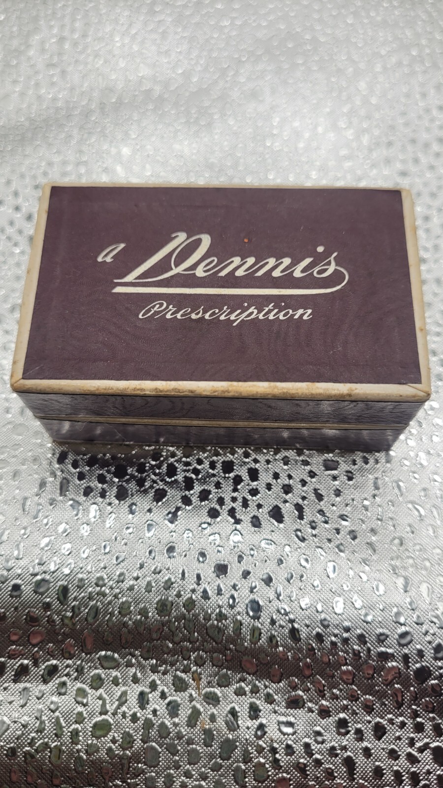 Vintage Cardboard Paper DENNIS PHARMACY Prescription Drug Pill 3″ Hinged Box
