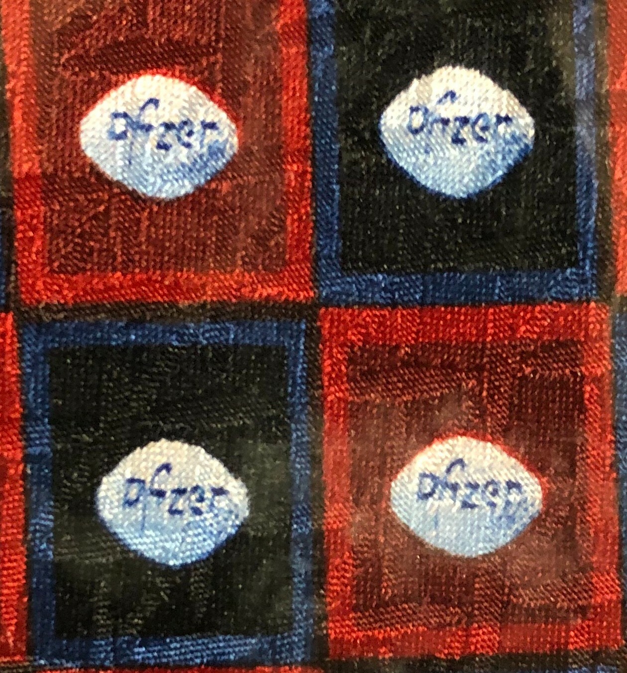 Pfizer Viagra  Neck tie New . Viagra printed on red/ black squares 100% silk